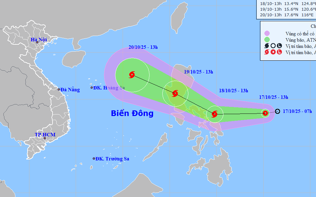 Cảnh báo áp thấp nhiệt đới di chuyển 50-61 km/giờ, giật cấp 9
