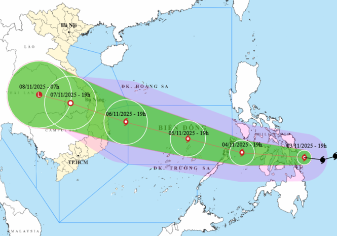 Bão số 13 - Kalmaegi có thể gây giông lốc từ ngày 6/11