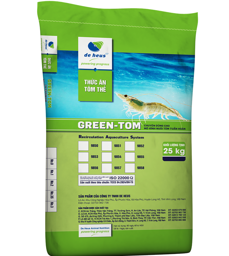 Sản phẩm GREEN-TOM – sản phẩm chuyên dùng cho mô hình nuôi tôm tuần hoàn của De Heus.