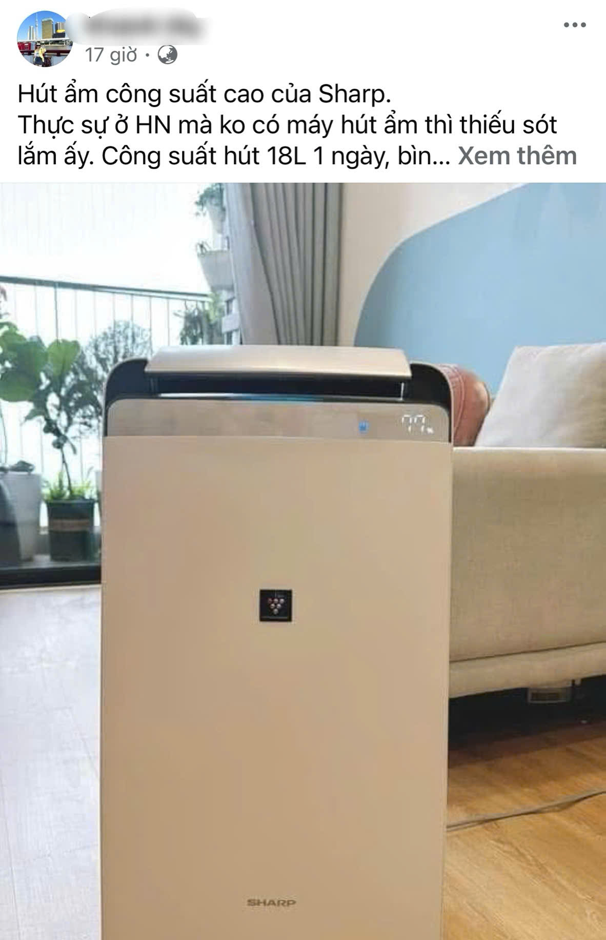 Máy hút ẩm công suất cao thương hiệu Sharp, được người tiêu dùng ưa chuộng tại Hà Nội mùa nồm.