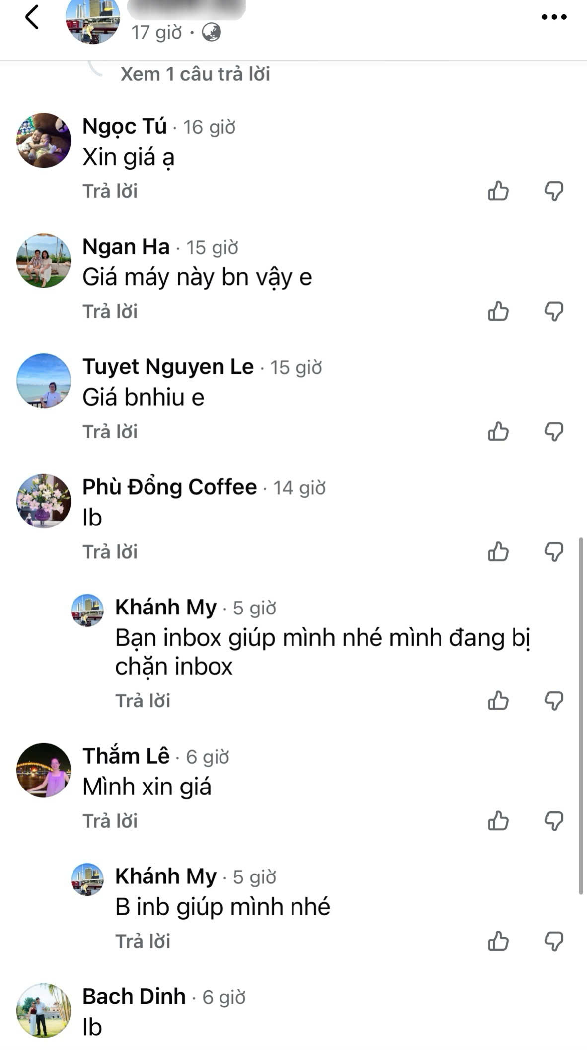 Bài đăng bán máy hút ẩm trên mạng xã hội thu hút hàng chục bình luận hỏi giá chỉ sau vài giờ đăng tải.