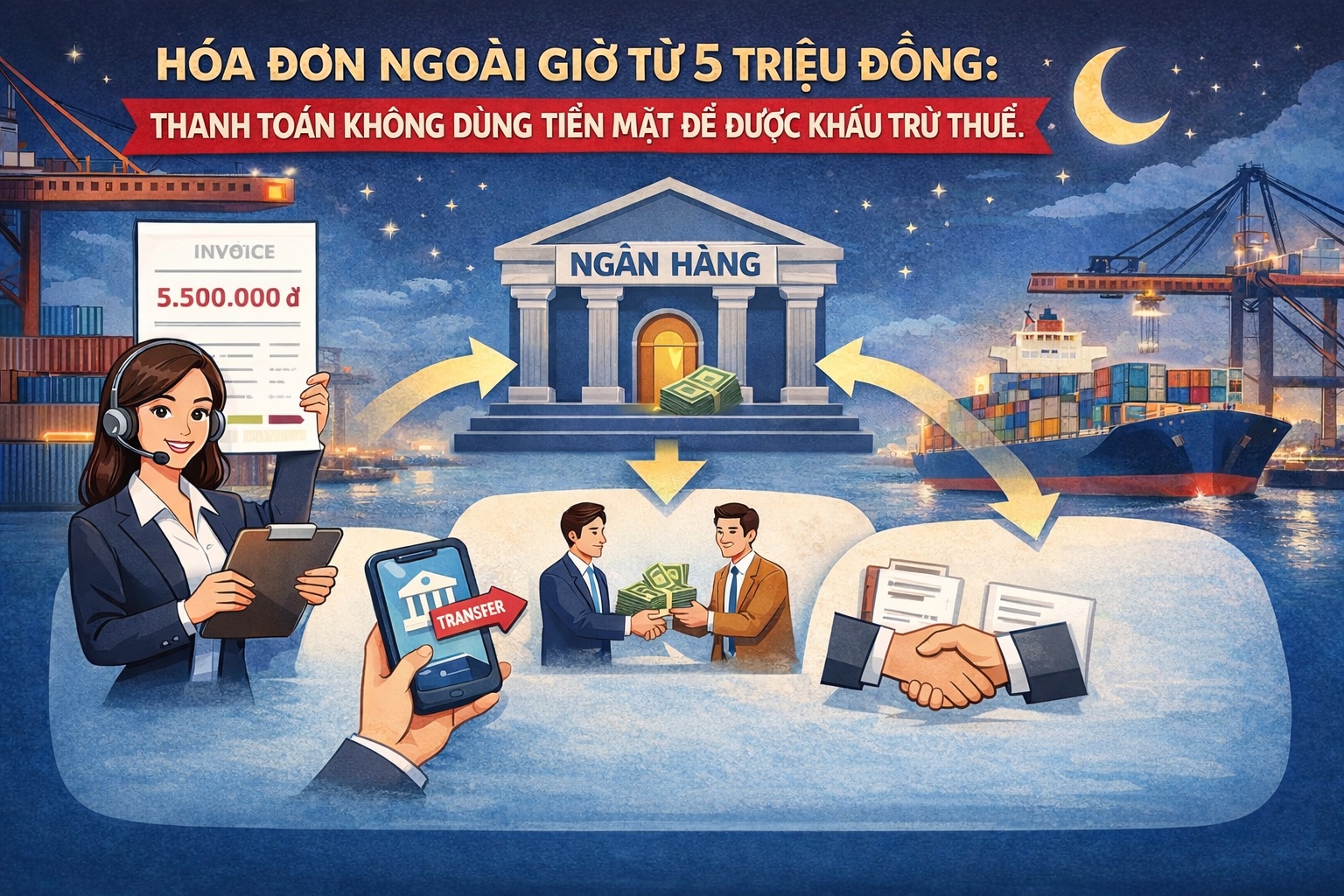 Hóa đơn ngoài giờ hành chính từ 5 triệu đồng: Thanh toán thế nào để được khấu trừ thuế?