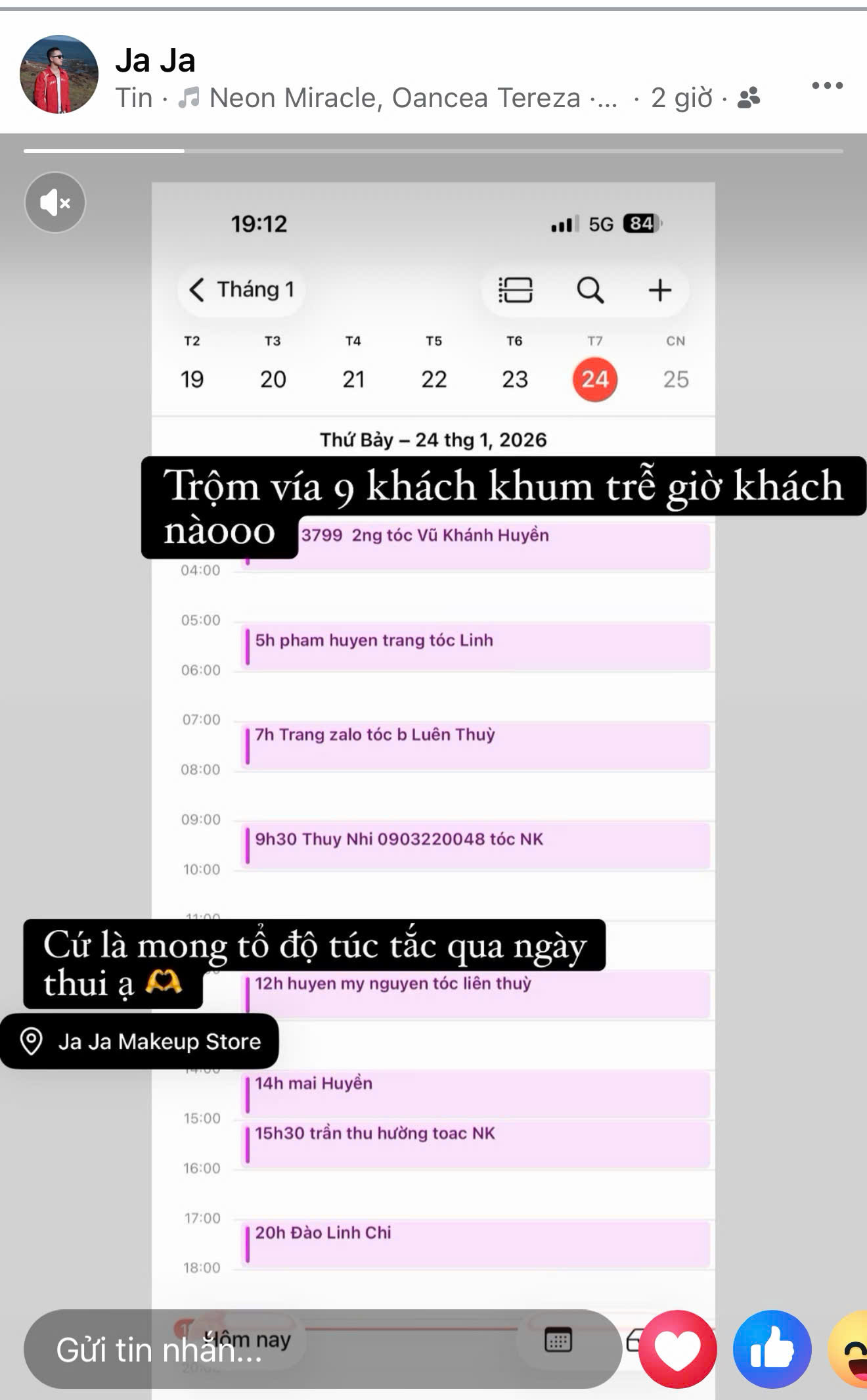 Ja Ja chia sẻ lịch l&agrave;m việc d&agrave;y đặc  trong nmột ng&agrave;y của anh. (Ảnh: chụp m&agrave;n h&igrave;nh)