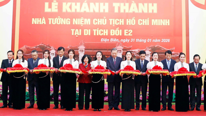Tổng Bí thư Tô Lâm dự lễ khánh thành Nhà tưởng niệm Chủ tịch Hồ Chí Minh tại Đồi E2, Điện Biên