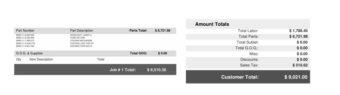 Ho&aacute; đơn thay thế một b&ecirc;n đ&egrave;n laser l&ecirc;n tới hơn 9.000 USD. (Ảnh: Carscoops)