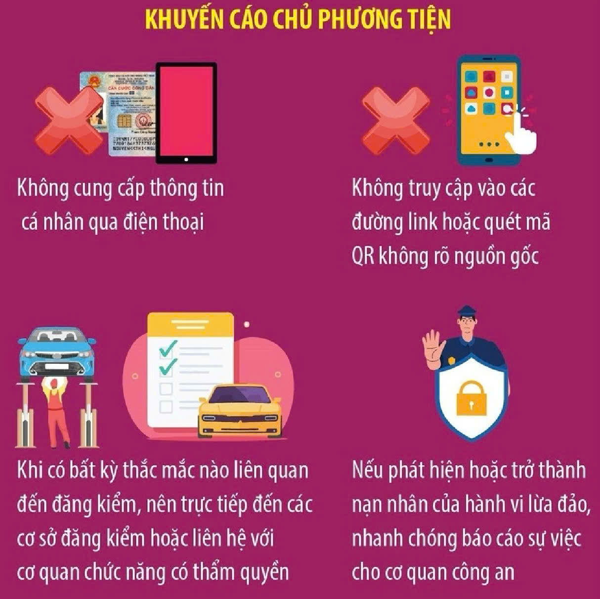 C&ocirc;ng an tỉnh Tuy&ecirc;n Quang đ&atilde; c&oacute; nhiều khuyến c&aacute;o tới chủ phương tiện li&ecirc;n quan đến qu&aacute; tr&igrave;nh đăng kiểm. (Ảnh: Trang th&ocirc;ng tin điện tử C&ocirc;ng an tỉnh Nghệ An)