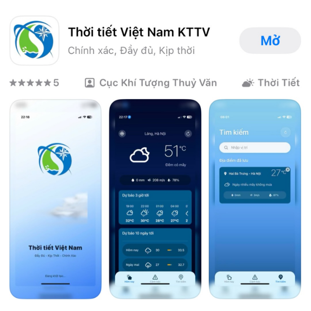Ra mắt ứng dụng thời tiết Việt Nam theo vị trí người dùng
