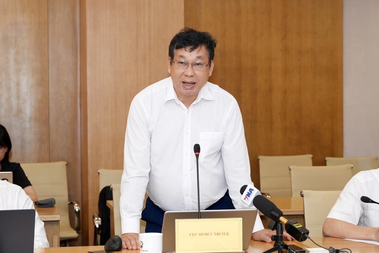 &Ocirc;ng Trần L&ecirc; Hồng, Ph&oacute; Cục trưởng Cục Sở hữu tr&iacute; tuệ (Bộ KH&CN) th&ocirc;ng tin tại họp b&aacute;o - Ảnh: VGP/TG