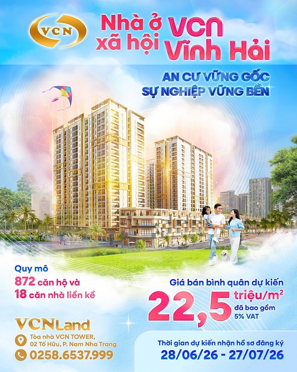 Khánh Hòa: Công ty CP Đầu tư VCN thông tin công khai về dự án Khu Nhà ở xã hội VCN Vĩnh Hải
