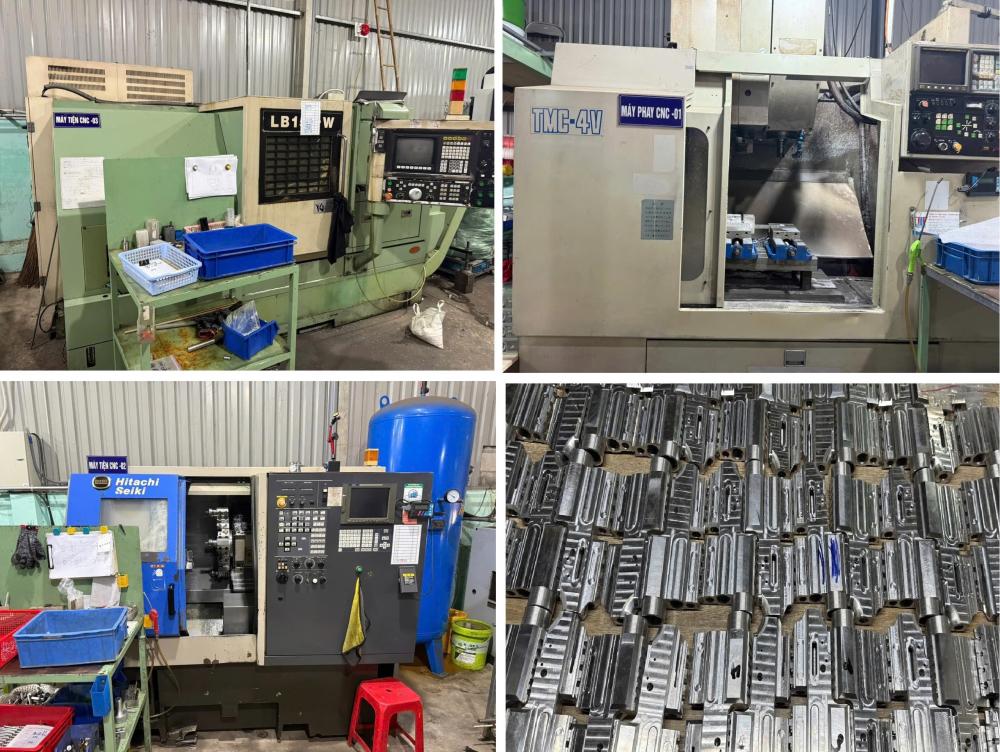 M&aacute;y m&oacute;c hiện đại v&agrave; tang vật ở xưởng cơ kh&iacute; của đối  tượng V&otilde; Th&agrave;nh T&agrave;i