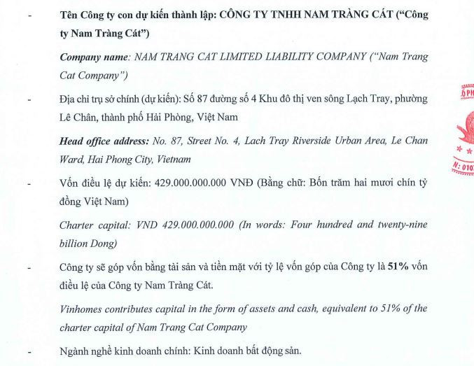 C&ocirc;ng bố th&ocirc;ng tin của Vinhomes