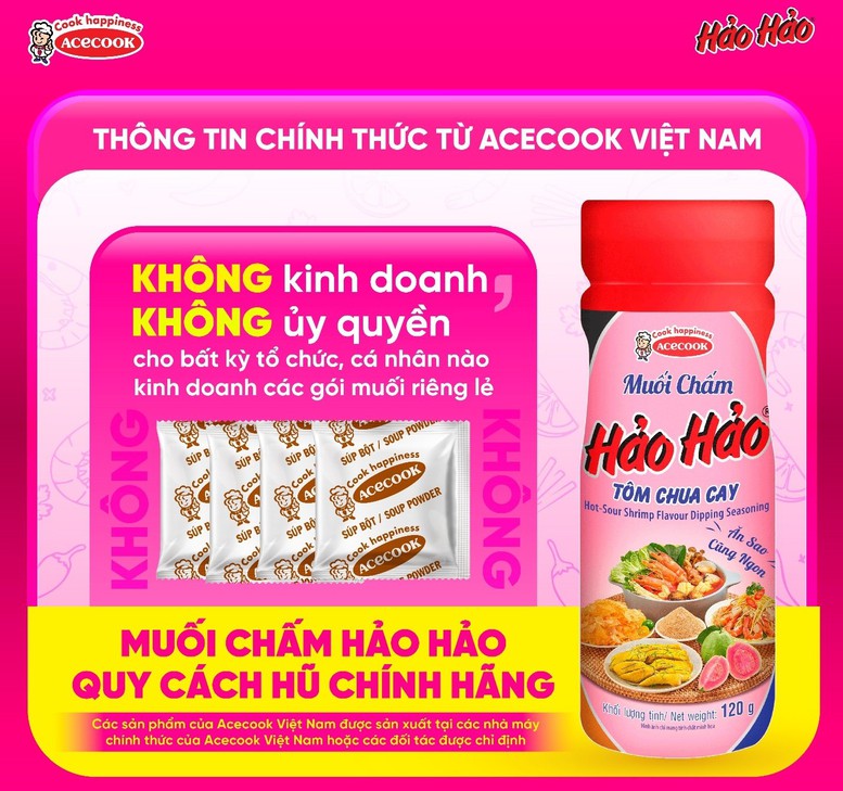 Muối chấm Hảo Hảo quy c&aacute;ch hũ l&agrave; sản phẩm gia vị độc lập duy nhất được Acecook Việt Nam sản xuất v&agrave; ph&acirc;n phối
