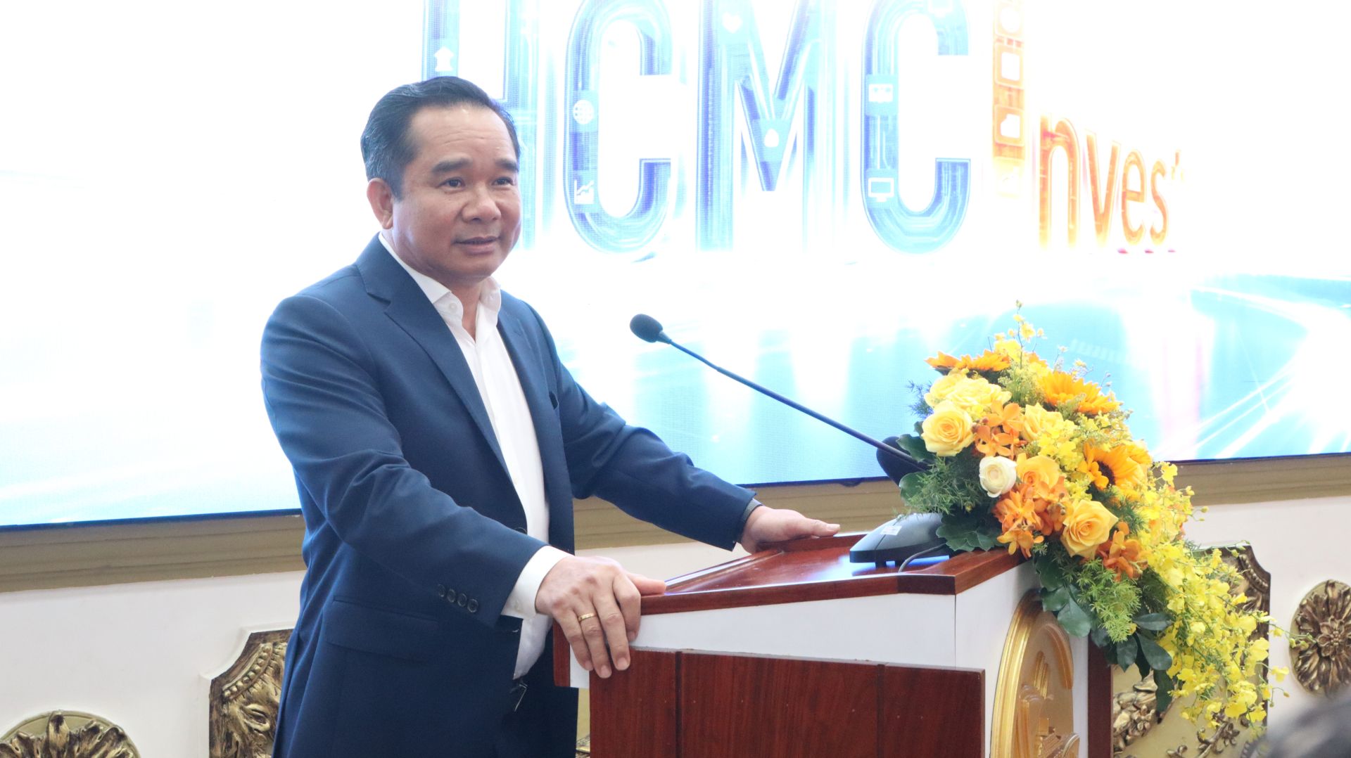 &Ocirc;ng Nguyễn Văn Được, Chủ tịch UBND TP Hồ Ch&iacute; Minh ph&aacute;t biểu tại lễ c&ocirc;ng bố ng&agrave;y 9/7.