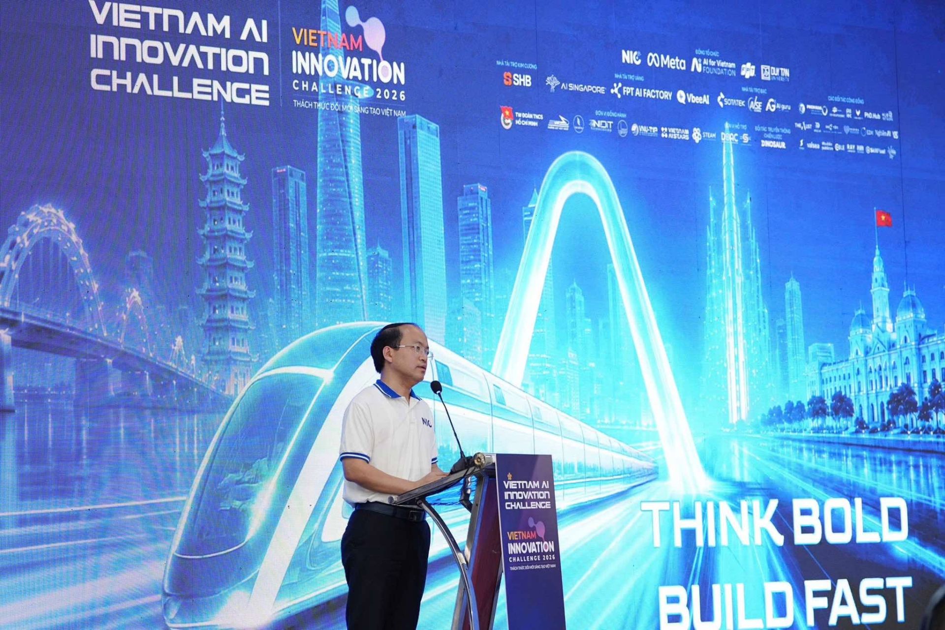 &Ocirc;ng Vũ Quốc Huy, Gi&aacute;m đốc Trung t&acirc;m Đổi mới s&aacute;ng tạo Quốc gia (NIC) ph&aacute;t biểu bế mạc sự kiện.