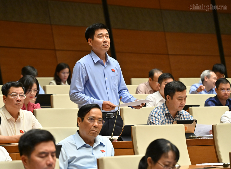 Đại biểu L&ecirc; Thanh Ho&agrave;n, Đo&agrave;n ĐBQH tỉnh Thanh H&oacute;a n&ecirc;u &yacute; kiến tại Hội trường - Ảnh: chinhphu.vn/Nhật Bắc