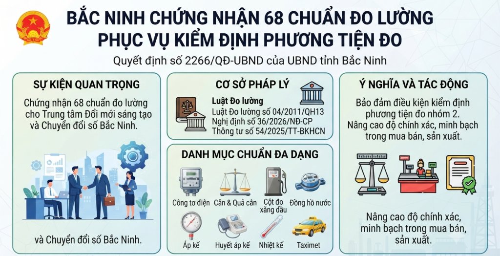Bắc Ninh chứng nhận 68 chuẩn đo lường phục vụ kiểm định phương tiện đo