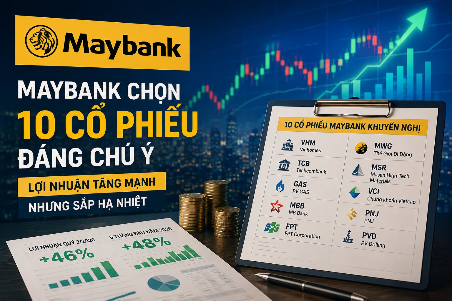 Lợi nhuận tăng mạnh nhưng sắp hạ nhiệt, Maybank đặt cược vào 10 cổ phiếu này