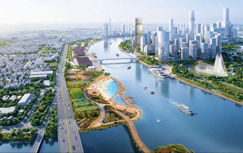 Phối cảnh dự &aacute;n C&ocirc;ng vi&ecirc;n văn h&oacute;a Bến Nh&agrave; Rồng &ndash; Kh&aacute;nh Hội v&agrave; c&acirc;y xanh c&ocirc;ng cộng Bến Bạch Đằng