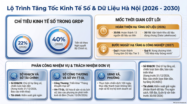 Lộ tr&igrave;nh tăng tốc kinh tế số v&agrave; dữ liệu H&agrave; Nội ( 2026 - 2030).