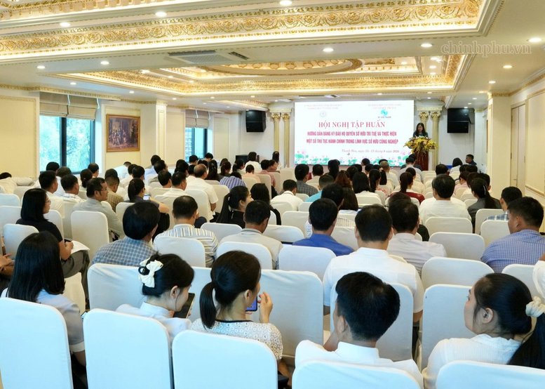 Hội nghị hướng dẫn đăng k&yacute; bảo hộ quyền sở hữu tr&iacute; tuệ v&agrave; thực hiện c&aacute;c thủ tục h&agrave;nh ch&iacute;nh li&ecirc;n quan, ng&agrave;y 14/8/2026, tại Thanh H&oacute;a - Ảnh: chinhphu.vn/Thu Giang