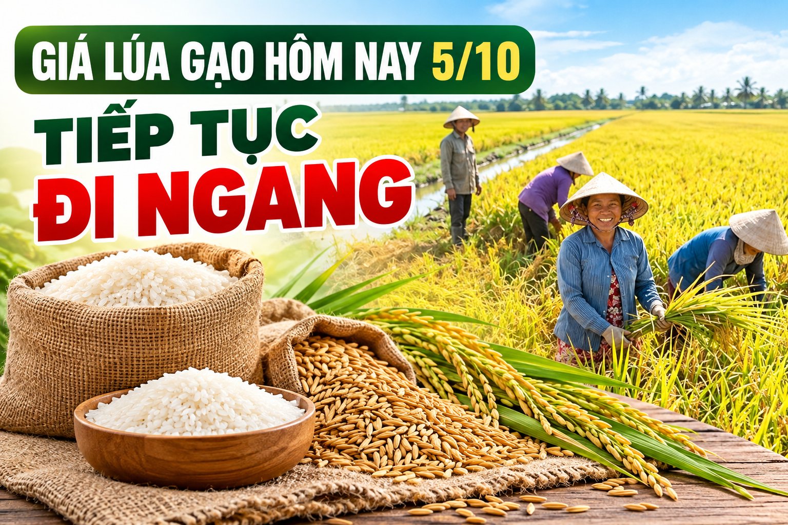 Giá lúa gạo hôm nay 5/10: Tiếp tục đi ngang