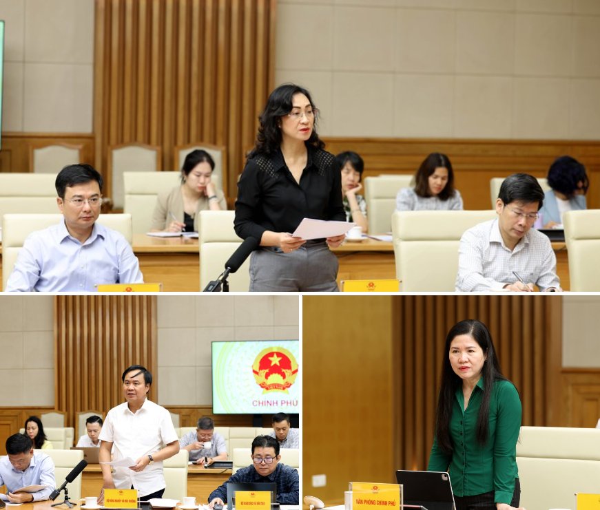 C&aacute;c bộ, ng&agrave;nh ph&aacute;t biểu tại cuộc họp - Ảnh chinhphu.vn/Đức Tu&acirc;n