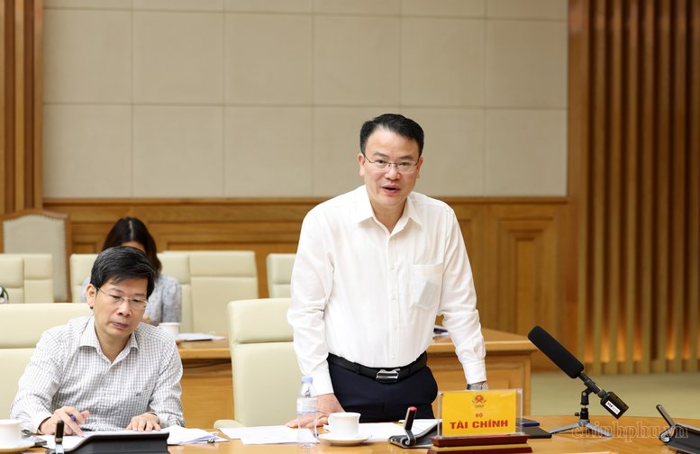 Thứ trưởng Bộ T&agrave;i ch&iacute;nh Trần Quốc Phương ph&aacute;t biểu tại cuộc họp - Ảnh chinhphu.vn/Đức Tu&acirc;n